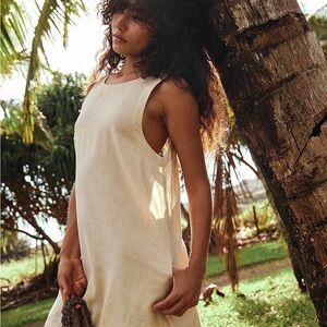 Free People // Full Of Sunshine Cotton-Linen Mini Dress (L - Cream)